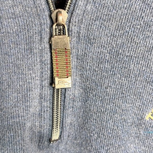 Tommy Bahama Relax 100% Cotton Sweatshirt Blue Swordfish Quarter Zip XL - Picture 3 of 9